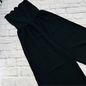 See You Monday Black Strapless Jumpsuit Size Medium Wide Leg Elegant Party